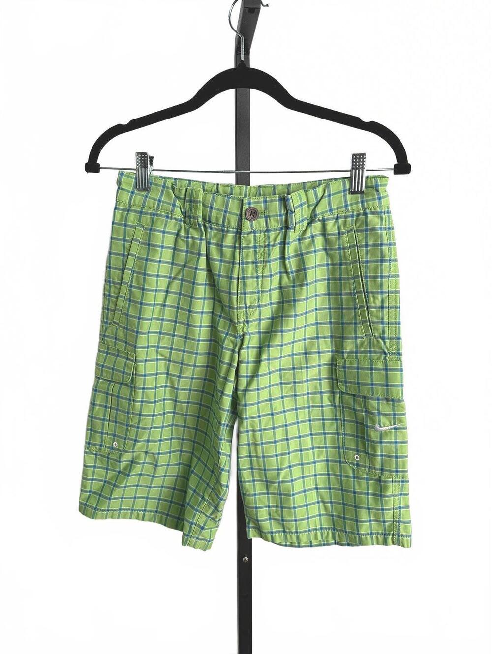 Nike Boys 12-13 years Golf Shorts Green Checkered Cargo Shorts Boys